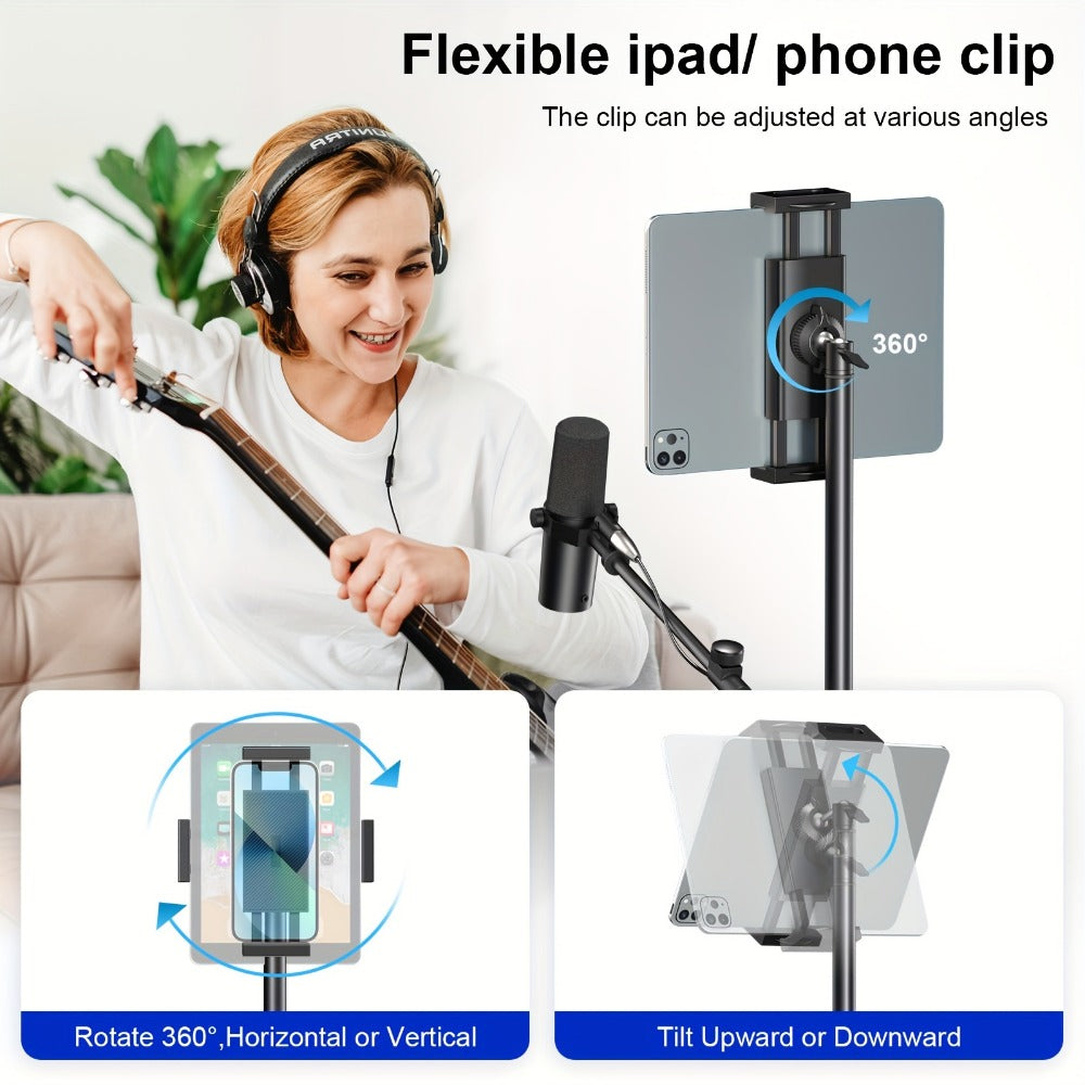 Portable Tripod Microphone Boom Stand with Clip and Carrying Bag
