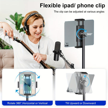 Portable Tripod Microphone Boom Stand with Clip and Carrying Bag