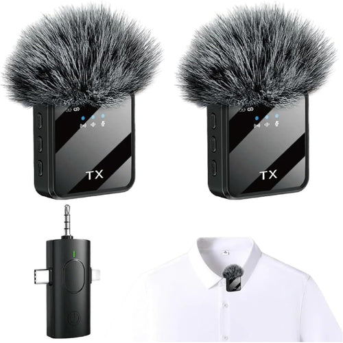3-in-1 Mini Wireless Lavalier Microphone Compatible for iPhone/Android/Camera, - Plug & Play Lapel Mic with Noise Reduction, 328ft Range & 18H Suitable for Streaming, Vlogging, YouTube, TikTok, Podcasting, Recording