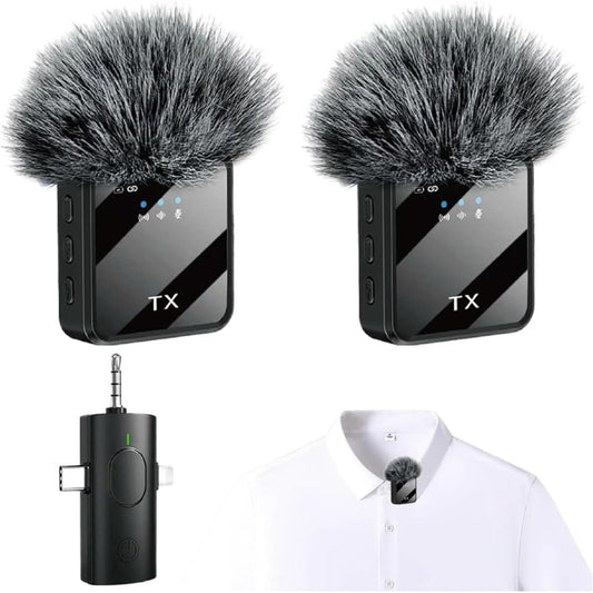 3-in-1 Mini Wireless Lavalier Microphone Compatible for iPhone/Android/Camera, - Plug & Play Lapel Mic with Noise Reduction, 328ft Range & 18H Suitable for Streaming, Vlogging, YouTube, TikTok, Podcasting, Recording
