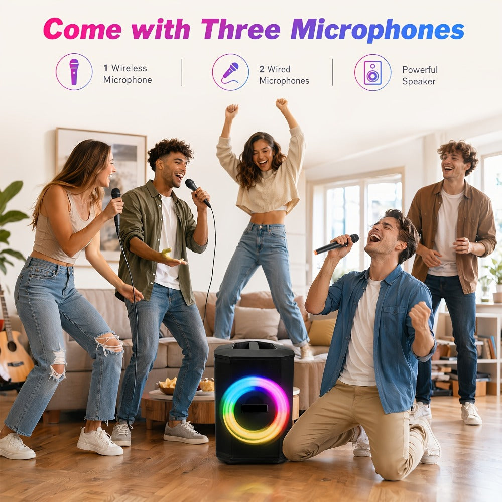 Portable PA Speaker, Sound Activated, Remote Control, Wireless for Parties and Karaoke