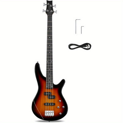 Electric Bass Guitar, Full Size, Complete, Beginner, Set for Lessons and Practice