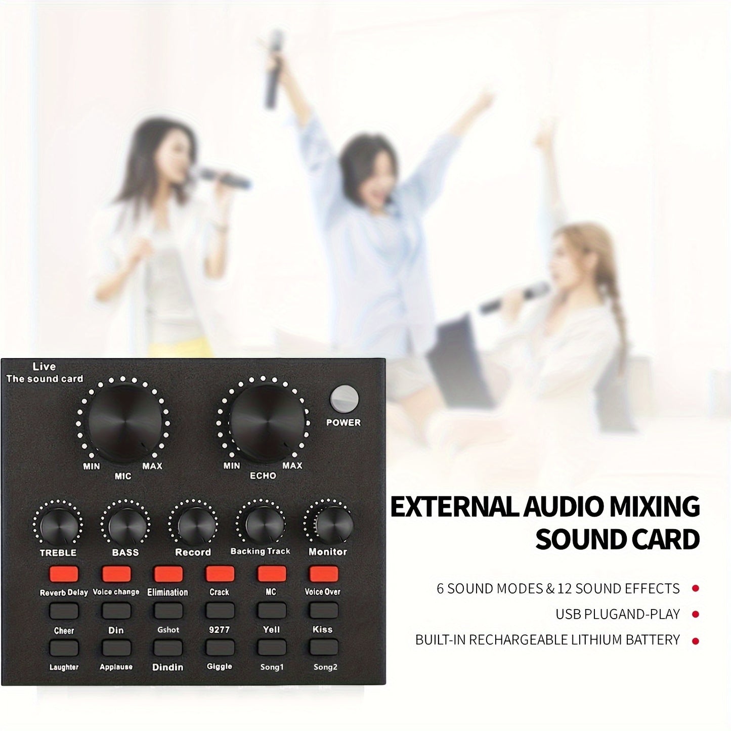 Podcast Equipment Bundle, Wired Microphone, BM800 Podcast Condenser Microphone And V8 Sound Card, Voice Changer-Audio Interface - Suitable for Recording, Singing, Streaming Media And Games