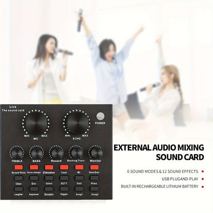 Podcast Equipment Set, Wired Microphone, BM800 Podcast Condenser Microphone And V8 Sound Card, Voice Changer-audio Interface - Suitable for Recording, Singing, Streaming Media And Games.