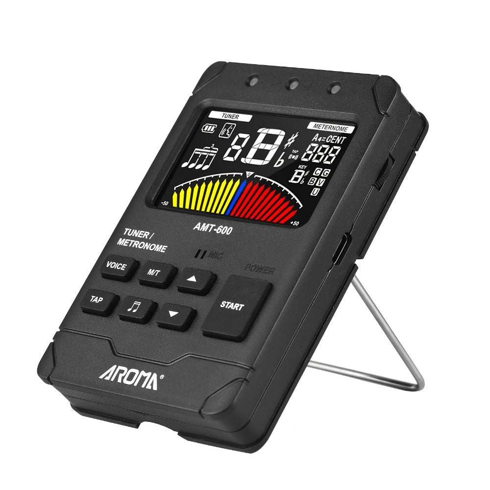 Chromatic Instrument Tuner, USB-C, Rechargeable, 3-In-1 for Guitar and Bass Tuning