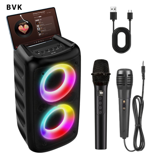 MOS-1265 Enhanced Portable Wireless Speaker Features Wired/wireless Microphones High-quality Dual-speaker System RGB Multi-color Lighting Party Speaker True Wireless Stereo (TWS) Home Audio System
