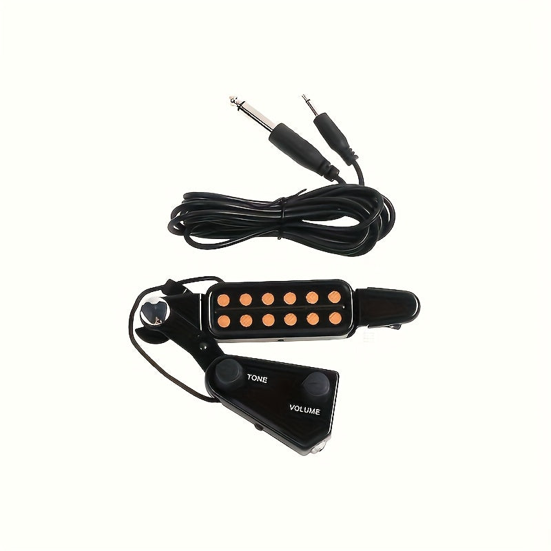 1pc P-011 12-Hole Acoustic Guitar Pickup - Magnetic Sound Hole Transducer with Tone & Volume Control, Passive Design No Power Needed, Audio Cable Included - Enhance Guitar Sound for Live Performances, Recordings - Perfect Gift for Musicians