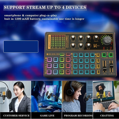 Podcast Equipment Bundle, Wired Microphone, Podcast Condenser Microphone And Live Sound Card, K300 Voice Changer- Podcast Kit - Suitable for Recording, Singing, Streaming Media And Games.