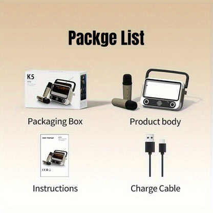 Portable PA Speaker, White, Wireless, USB-C, Karaoke, Machine for Parties and Karaoke