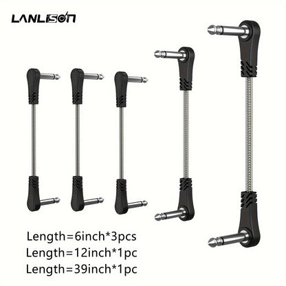 15CM * 3pcs/ 15CM * 5pcs/ 15CM * 3pcs + 30CM * 1pc + 100CM * 1pc Inch Guitar Effects Pedal Cable Connector 1/4" Right Angle TS Mono Black