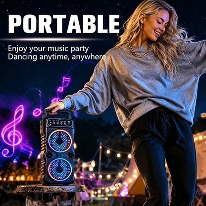 Professional Speaker, Portable Party Speaker, Subwoofer, High-Fidelity Stereo Speaker, Speaker, Equipped with LED Light Show, Compatible with BT/USB/TF Card/Fm/Tws/Aux, Professional Karaoke. Outdoor, Travel, Party Supplies