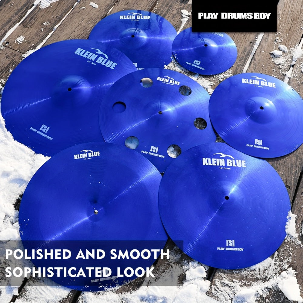 7-Piece Alloy Cymbal Set in Blue, Red or Black for Drum Practice