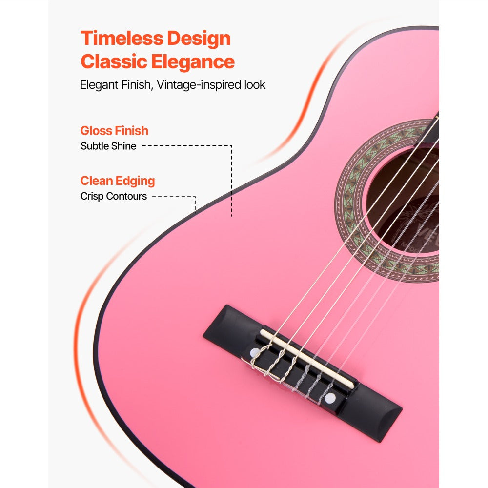 Acoustic Guitar, Black, VEVOR, Classical, Beginner for Lessons and Practice