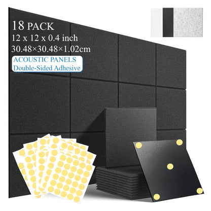 Self-Adhesive Acoustic Wall Panels, 12-Inch Sound Treatment Tiles