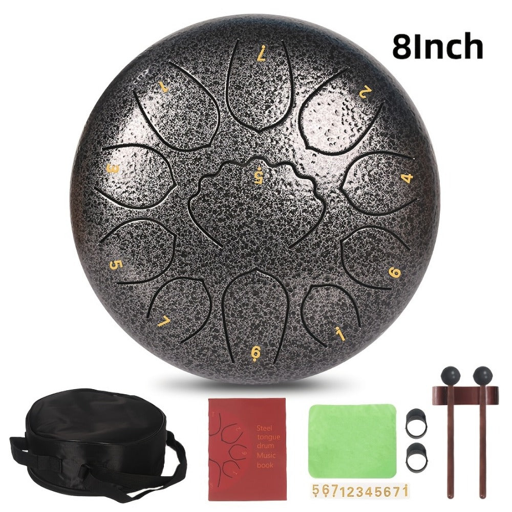 Steel Tongue Drum, 6/8-Inch 8/11-Note Set with Bag, Mallets and Music Book