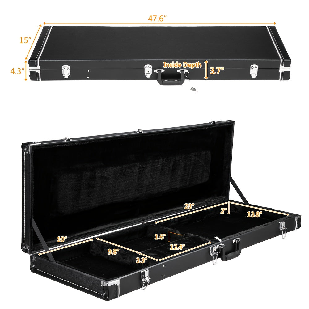 Bass Case, Square Hard Case, Flat Guitar Case For Bass, Lightweight, Heavy Duty Design, Perfect For Beginners & Pros. Protective, Durable, Easy To Travel, Perfect Gift For Easter, Thanksgiving, Christmas, Gift Belonging To Musicians, Black Color