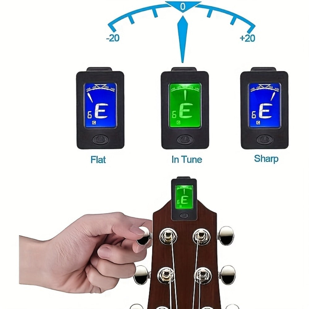 Guitar Pick Set, 7pcs, Clip-On, Tuner, Picks for Practice and Performance