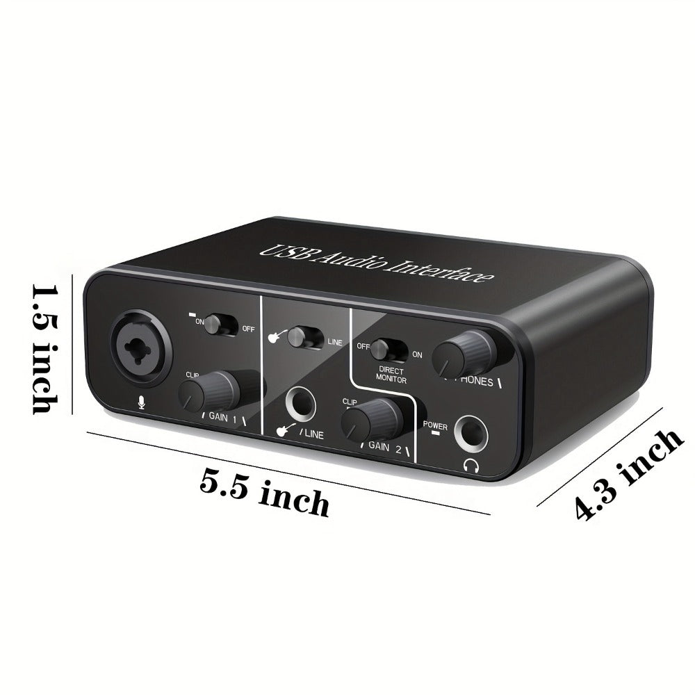 USB Audio Interface, USB-C, USB, Mic, Preamps, Cable for Recording and Streaming