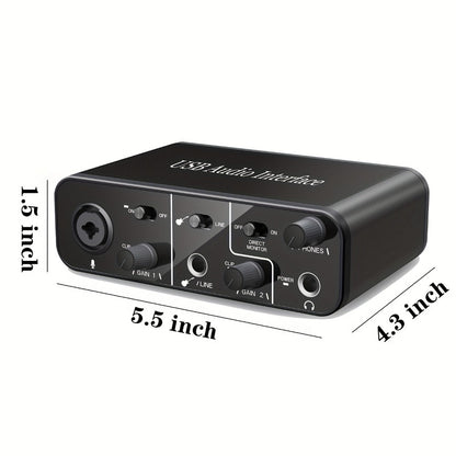 USB Audio Interface, USB-C, USB, Mic, Preamps, Cable for Recording and Streaming
