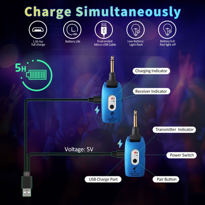 Wireless Instrument System, Blue, 2.4 GHz Wireless for Wireless Connection Between A