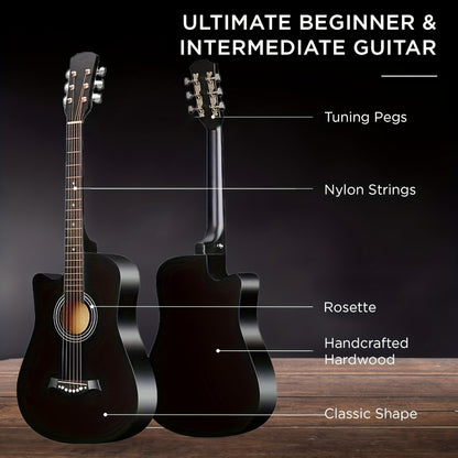 Acoustic Guitar, Full Size, 38-Inch, Basswood, Beginners for Lessons and Practice