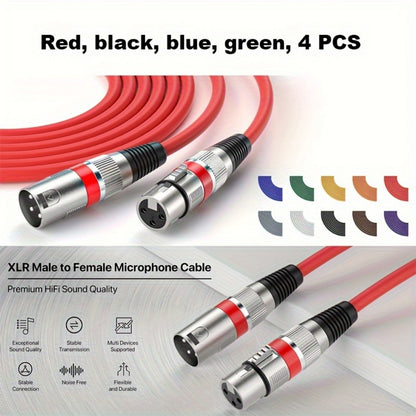 XLR Microphone Cable, 6 Inch, 10 Inch, 4-Pack, QIDUOHAO for Connecting Microphones
