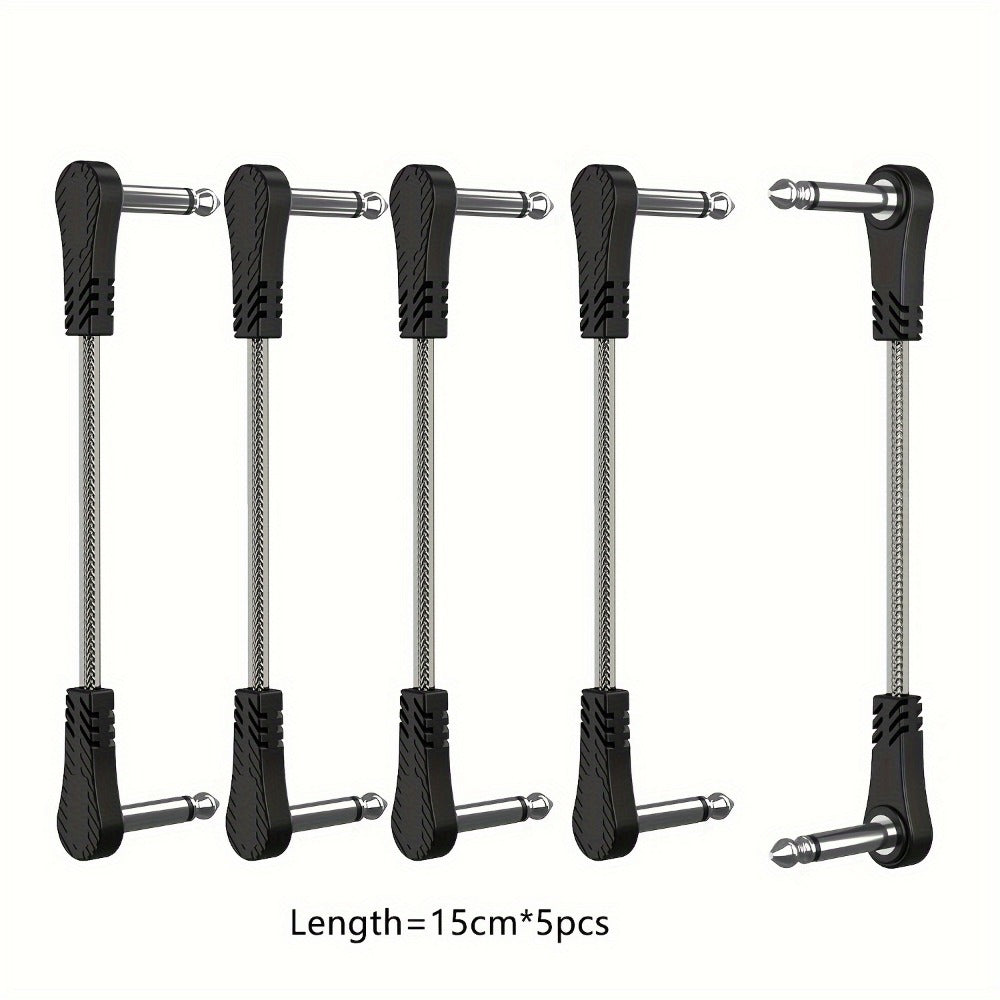 Guitar Pedal Patch Cable Set, Right-Angle 1/4-Inch TS Cords for Pedalboards