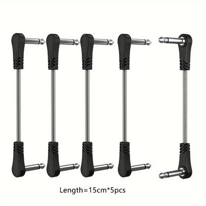 Guitar Pedal Patch Cable Set, Right-Angle 1/4-Inch TS Cords for Pedalboards