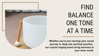 Quartz Crystal Singing Bowl, 8-Inch White Sound Bowl with Mallet