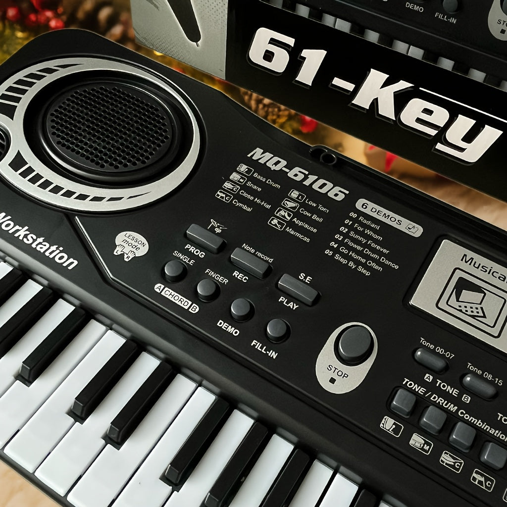 61-Key Electronic Piano Keyboard Set with Built-In Mic And Printed Music Sheets | USB Power | Complete Beginner Kit for Home Use | Ideal Birthday Gift
