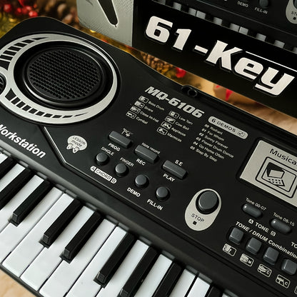 61-Key Electronic Piano Keyboard Set with Built-In Mic And Printed Music Sheets | USB Power | Complete Beginner Kit for Home Use | Ideal Birthday Gift