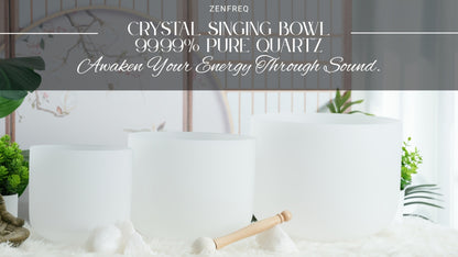 Quartz Crystal Singing Bowl Set, 7 to 11-Inch Three-Bowl Set with Case
