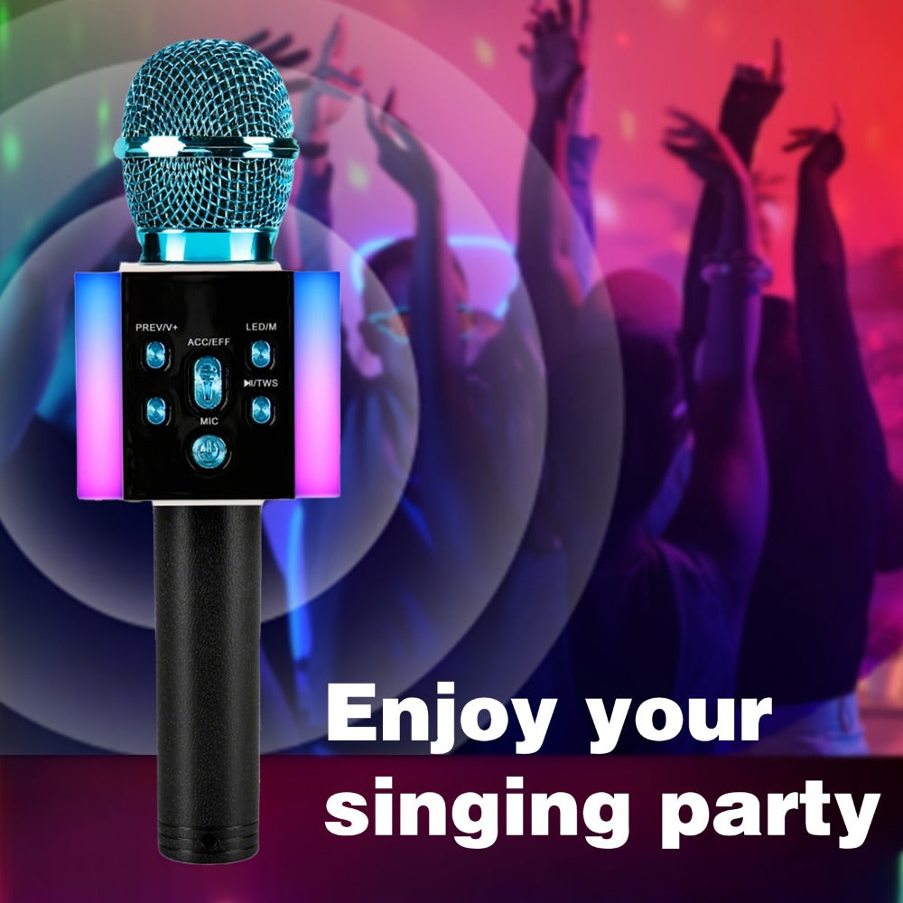 6-in-1 Wireless Karaoke Microphone Speaker with LED Lights and TWS