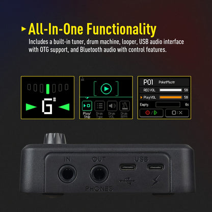 SONICAKE Pocket Master Guitar Modeling IR Cabinets Simulation Multi-Effects(English Version with 1pc Belt Clip)