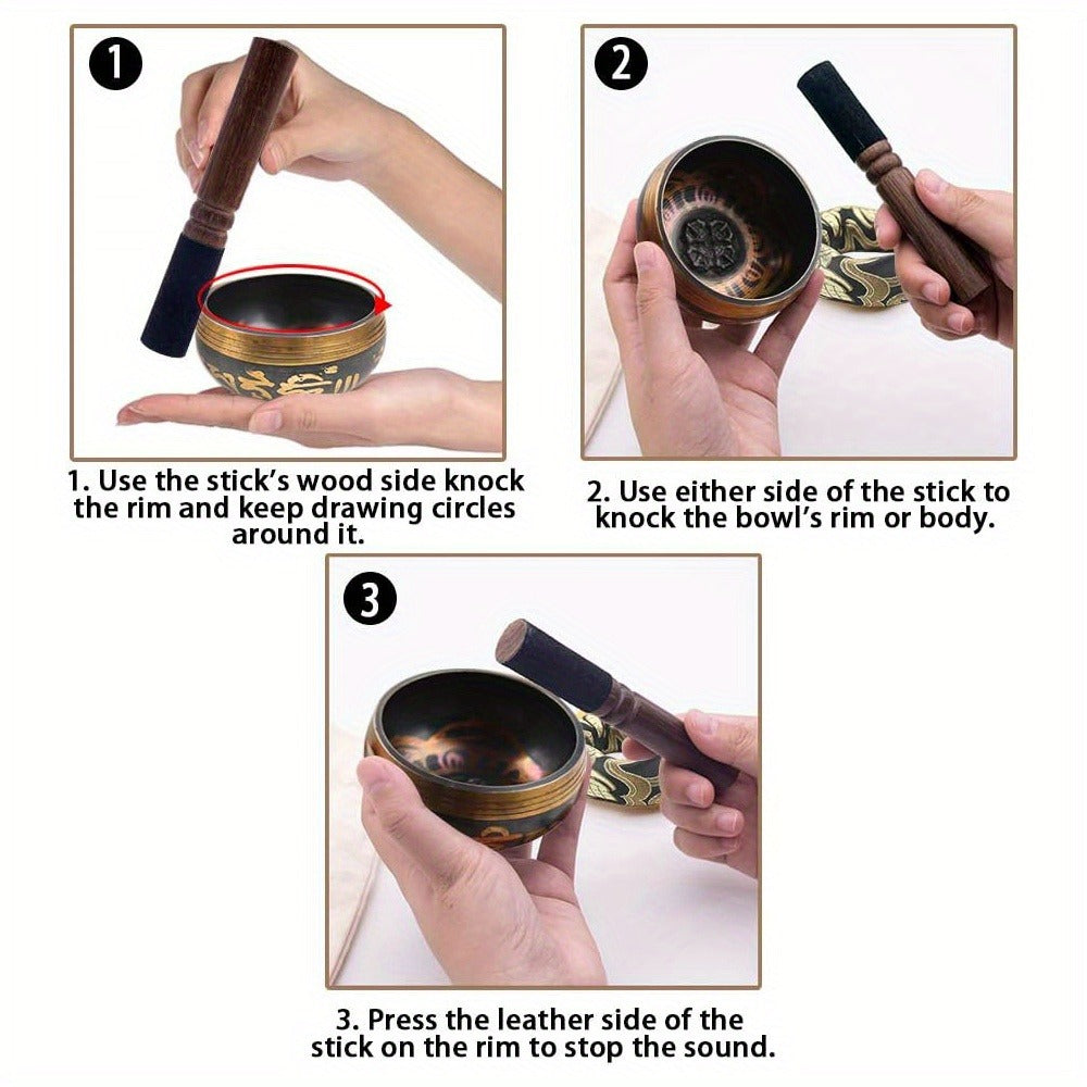 Nepalese Singing Bowl, 3.15-Inch Handcrafted Meditation Sound Bowl