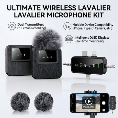 Recording Microphone, Wireless, Portable, Lavalier for Recording and Streaming