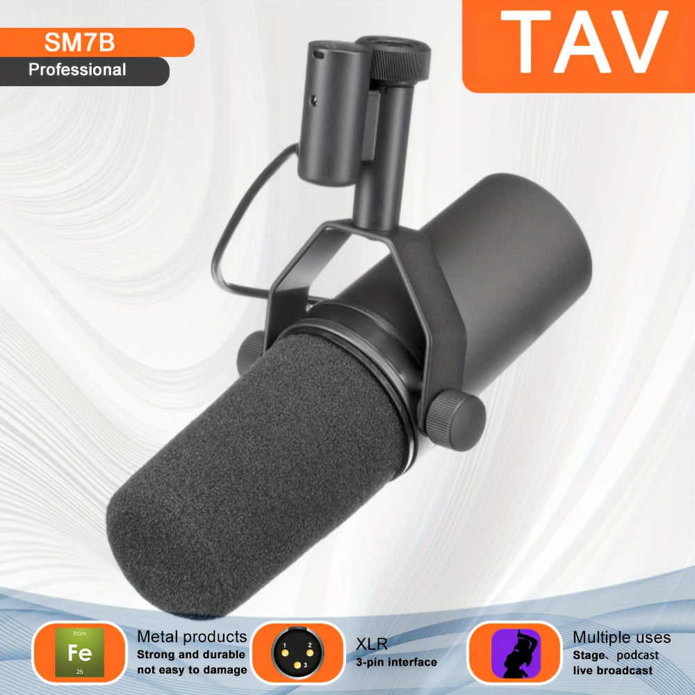 Professional SM7B Dynamic Microphone for Studio Recording Podcasting Gaming Streaming Rugged Construction Warm Vocals Wide Frequency Range Air Suspension Shock Isolation Streaming Audio Gear Durable Construction Microphone for Recording