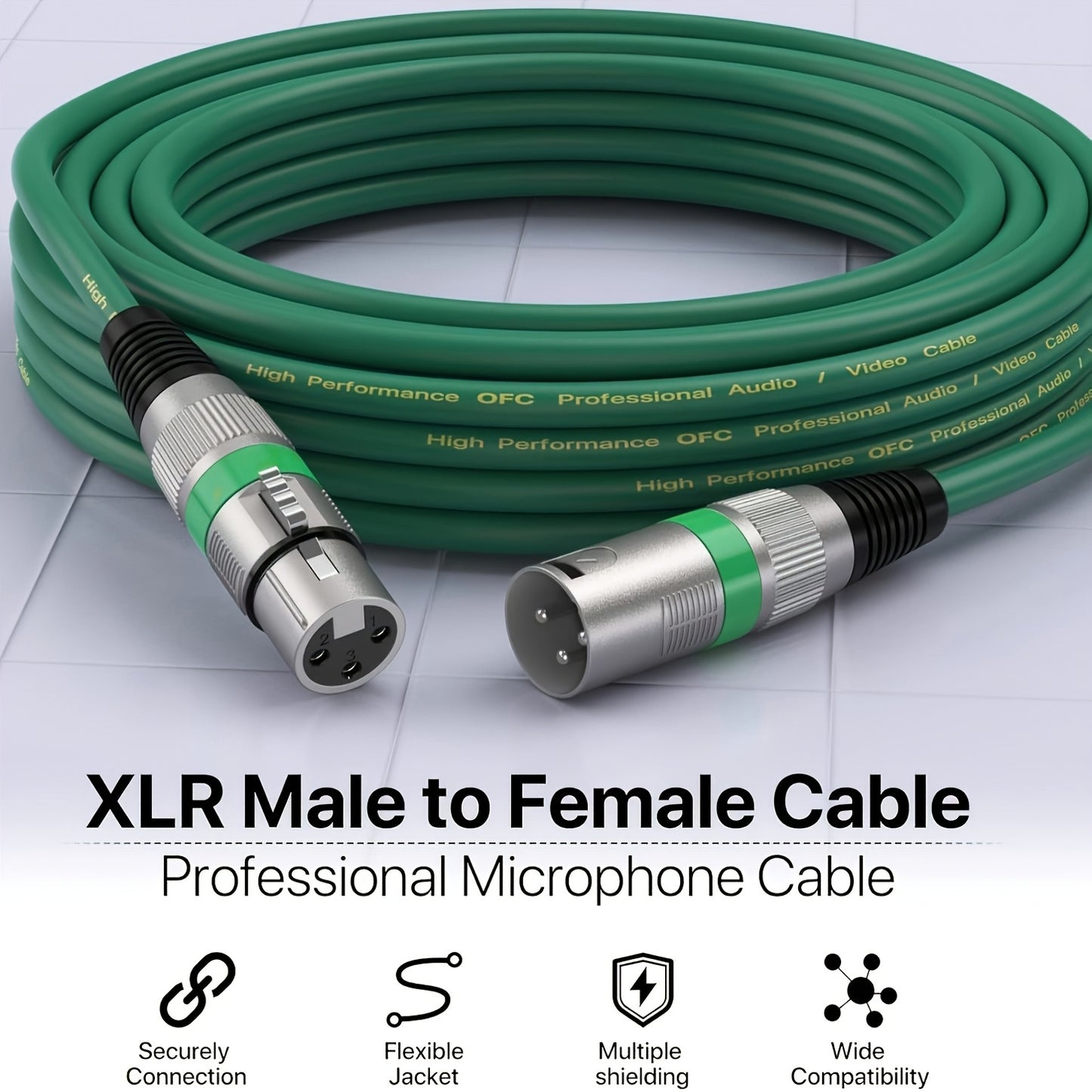 2pcs QIDUOHAO High-Quality XLR Cables in 6-Inch, 10-Inch, 15-Inch, 30-Inch, And 50-Inch Foot Lengths - Premium Balanced DMX Cable with 3-Pin XLR A-C Connector Microphone Cable, Available in Four Colors, Suitable for Graduation Season, Father'S Day
