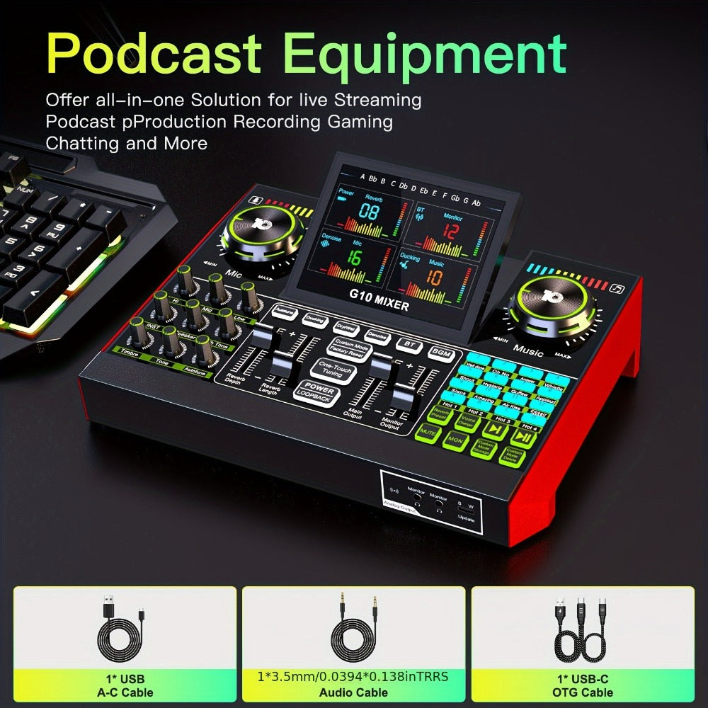 USB Audio Interface, Condenser, USB, Tenlamp, G10, Pro for Recording and Streaming