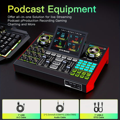 USB Audio Interface, Condenser, USB, Tenlamp, G10, Pro for Recording and Streaming