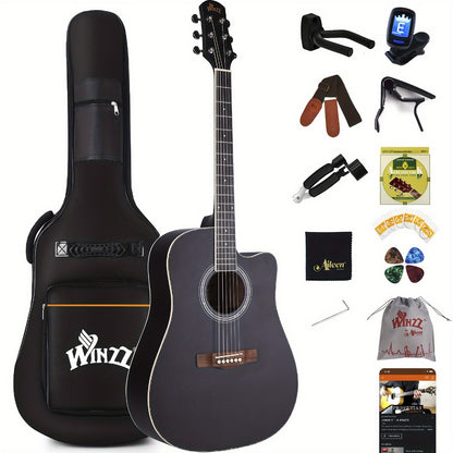 Acoustic Guitar, WINZZ, TG-A4, 41-Inch for Lessons and Practice