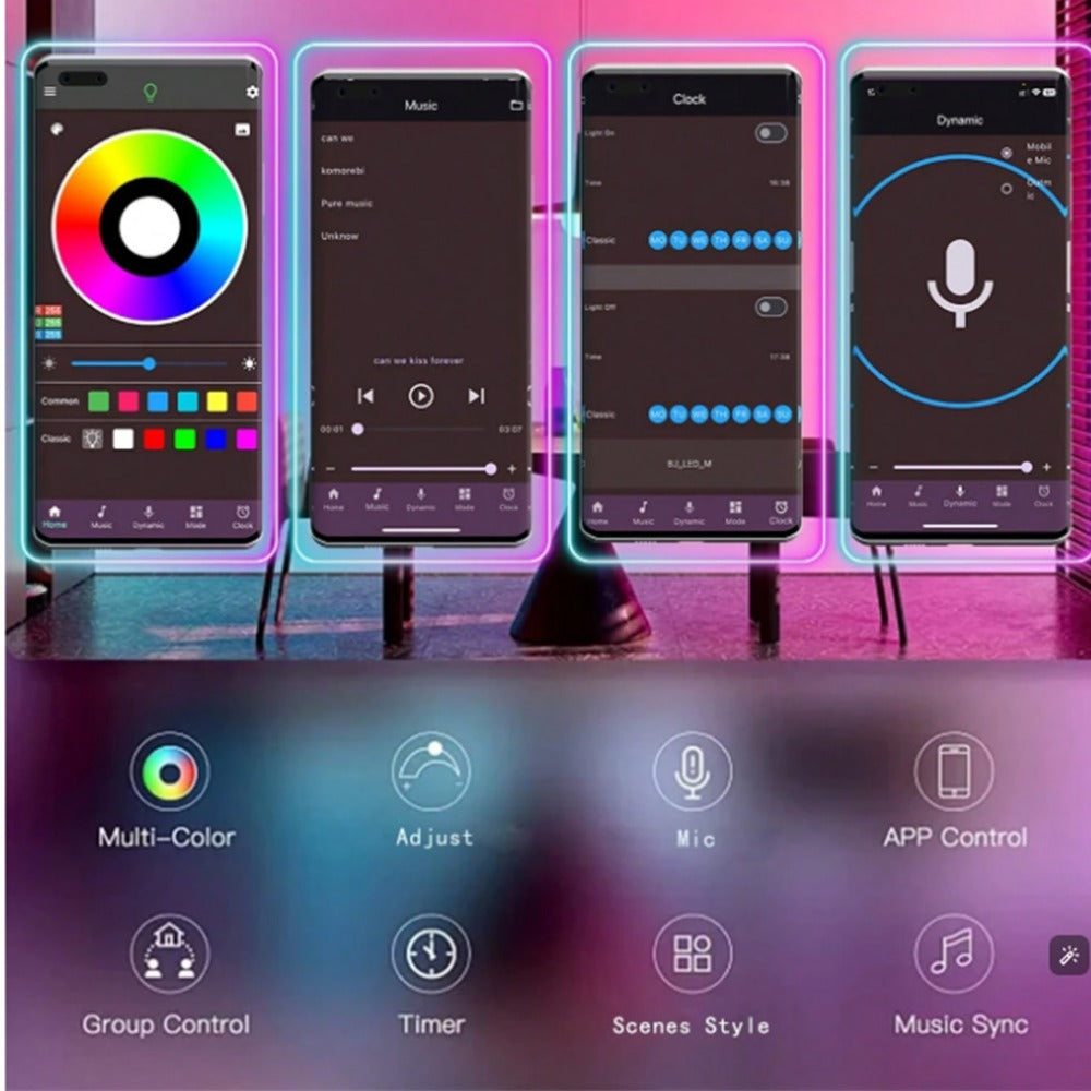 Outdoor LED Strip Lights, 100-Foot RGB Rope with App and Remote Control