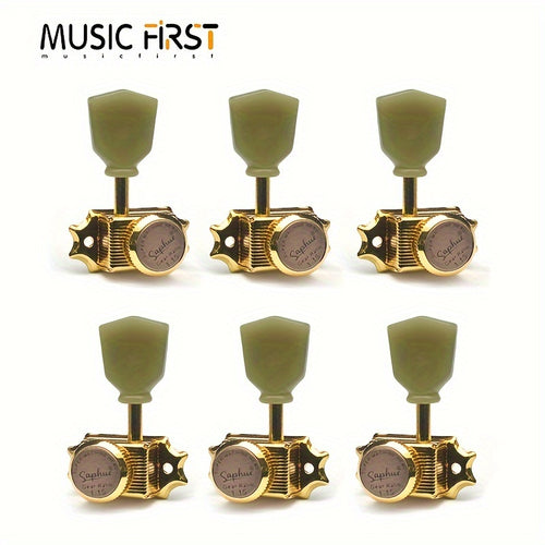 SAPHUE 3+3 Vintage Style Locking Guitar Machine Heads 1:15 Ratio Lock String Deluxe Tuning Key Pegs Tuners Set Replacement for Electric, Acoustic Or Folk Guitars