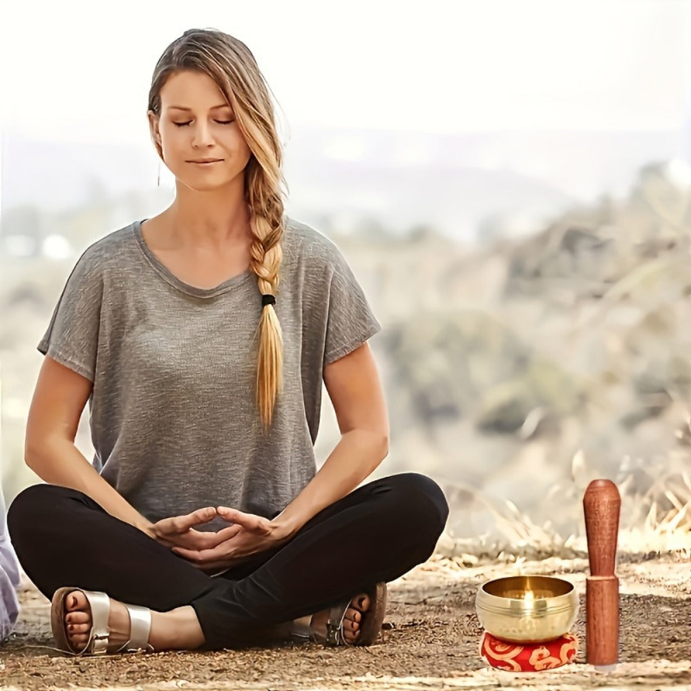 Tibetan Singing Bowl Set with Mallet and Washers for Meditation and Yoga