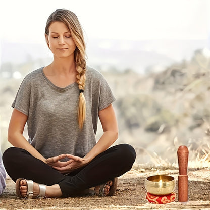 Tibetan Singing Bowl Set with Mallet and Washers for Meditation and Yoga