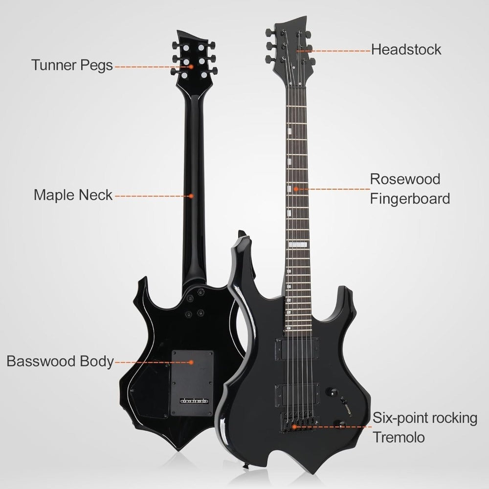 Electric Guitar, Adjustable, Portable, Amp, Set, Black for Lessons and Practice