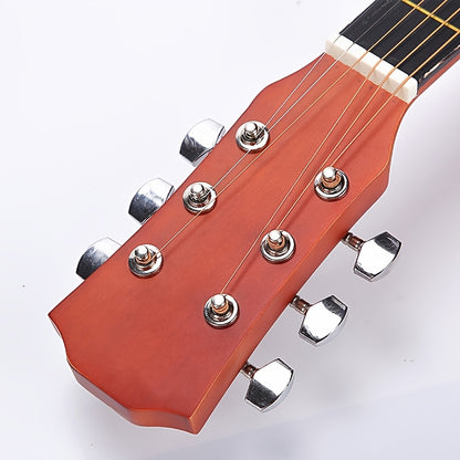 Full-Size Complete Acoustic Guitar for Beginners with (Strings,, Capo, Picks) - 38-Inch Full-Size Guitar Suitable for Beginners, Ideal as a Christmas Gift - -to-Play Instrument with Matte & Wood