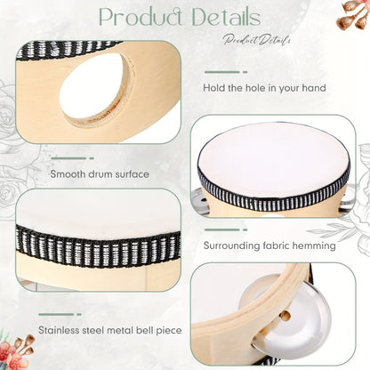 Handheld Tambourine, 4 Inch, Set, Inch, Adults for Rhythm Practice