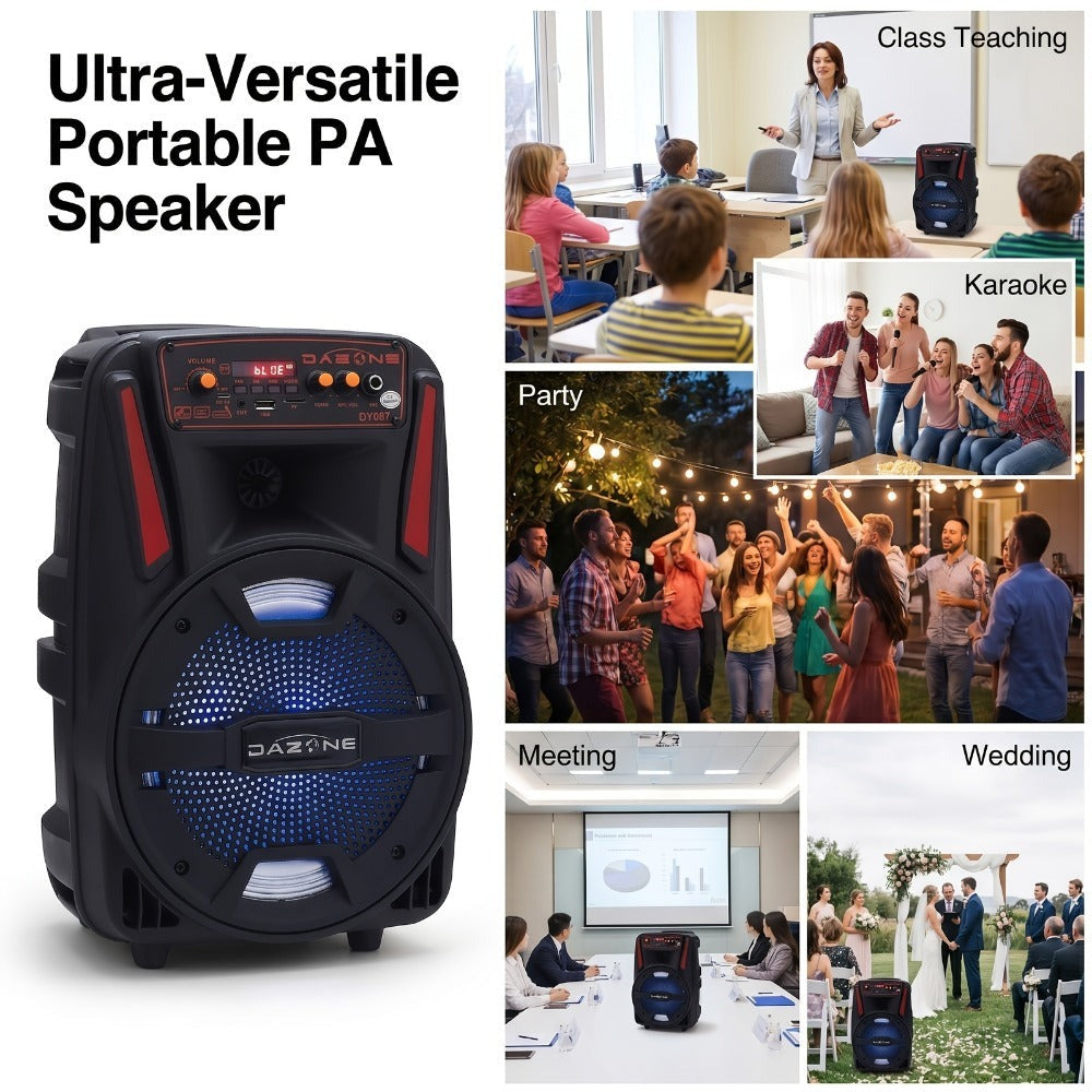 Portable PA Speaker, Remote Control, Wireless, Indoor/Outdoor for Parties and Karaoke