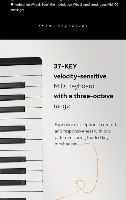 MIDI Keyboard Controller, Portable, 37 Keys, M-VAVE, SMK-37, Pro for Music Production